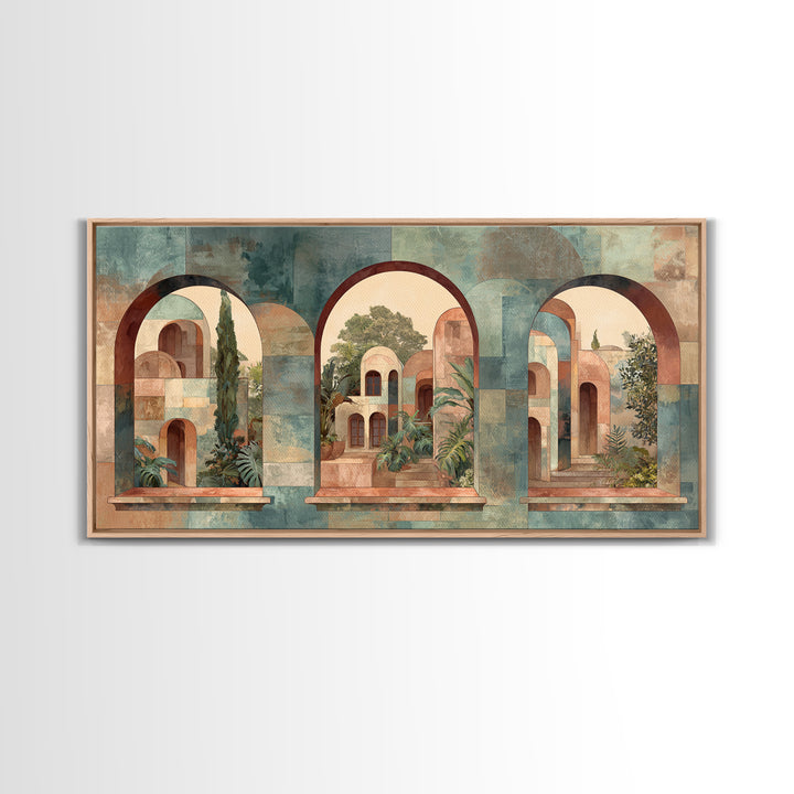 Neutral Rainbow Arches Framed Canvas Print, Boho Art, Boho, Living Room Decor, Abstract Art, Bohemian, Wall Art Print, BOH-2x1-23