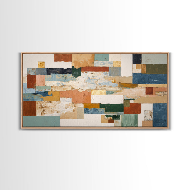 Organic Shape Collage Canvas Print, Boho Art, Minimalist Decor, Living Room Decor, Fine Art, Bohemian, Digital Wall Art, BOH-2x1-44