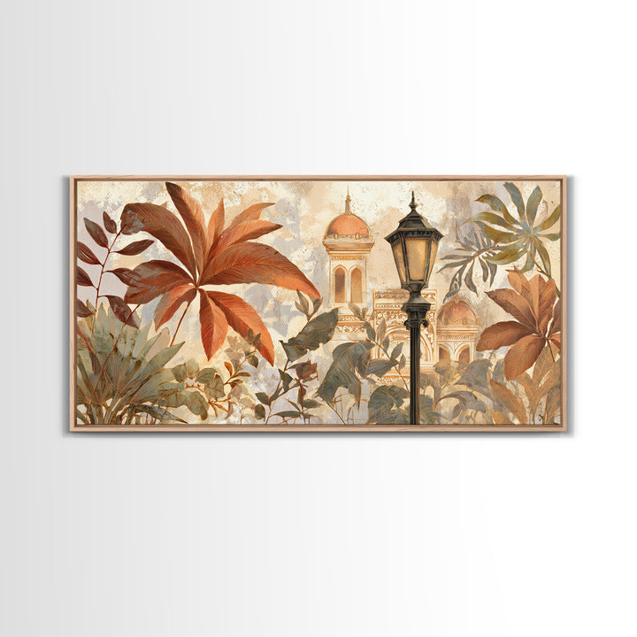 Terracotta Palm Leaves Canvas Print, Boho Art, Living Room Decor, Bohemian, Modern Decor, Fine Art Print, Statement Artwork, BOH-2x1-49