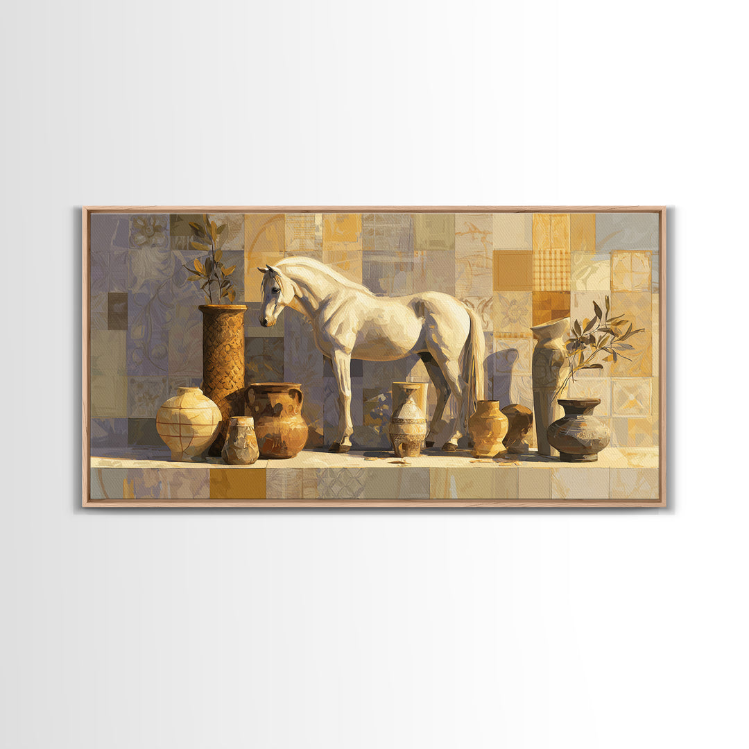 Wild Horse in Dusty Golden Light Canvas Print, Boho Art, Art Print, Living Room Decor, Fine Art, Bohemian, Digital Print, BOH-2x1-52