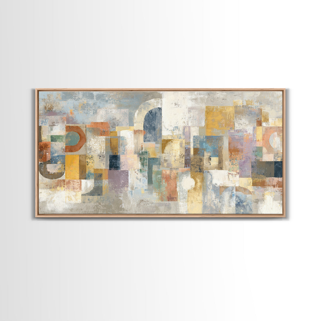 Tribal Neutral Pattern Canvas Print, Boho Art, Mid Century Modern, Living Room Decor, Fine Art, Bohemian, Boho Wall Art, BOH-2x1-58
