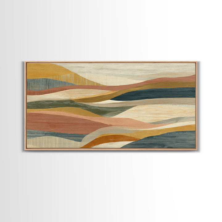 Desert Sun with Cactus and Warm Clay Canvas Print, Boho Art, Modern Wall Art, Living Room Decor, Fine Art, Bohemian, BOH-2x1-69