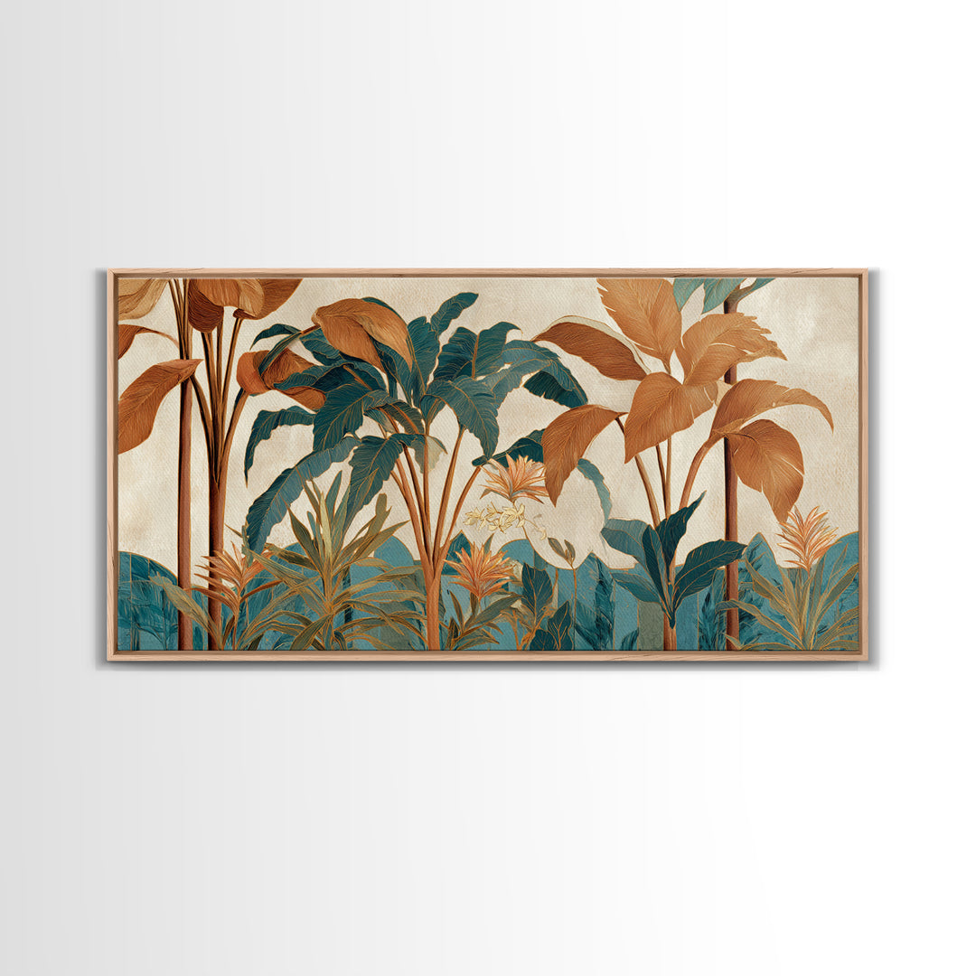 Terracotta Palm Leaves Canvas Print, Boho Art, Living Room Decor, Bohemian, Modern Decor, Fine Art Print, Statement Artwork, BOH-2x1-73