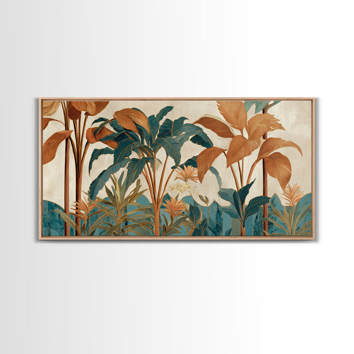 Terracotta Palm Leaves Canvas Print, Boho Art, Living Room Decor, Bohemian, Modern Decor, Fine Art Print, Statement Artwork, BOH-2x1-73