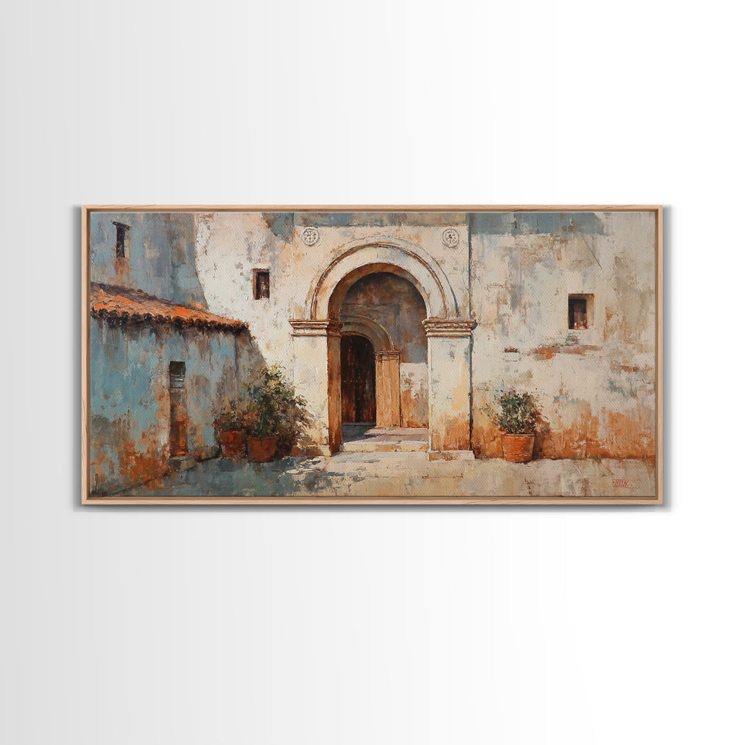 Hand Painted Moroccan Arch Framed Canvas Print, Boho Art, Living Room Wall Art, Living Room Decor, Fine Art, Bohemian, BOH-2x1-87