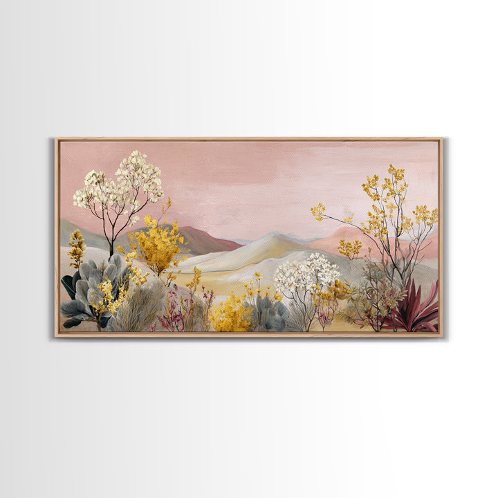Sunrise over Rolling Dunes in Muted Peach Canvas Print, Boho Art, Wall Art Print, Living Room Decor, Fine Art, Bohemian, BOH-2x1-89