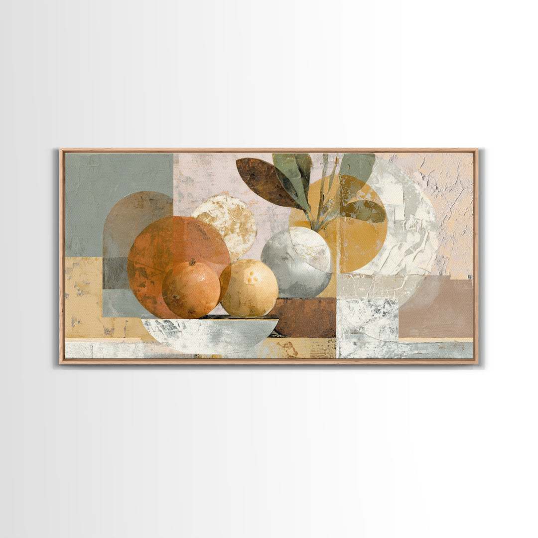 Organic Shape Collage Framed Canvas Print, Boho Art, Art Nouveau, Living Room Decor, Abstract Art, Bohemian, Wall Print, BOH-2x1-92