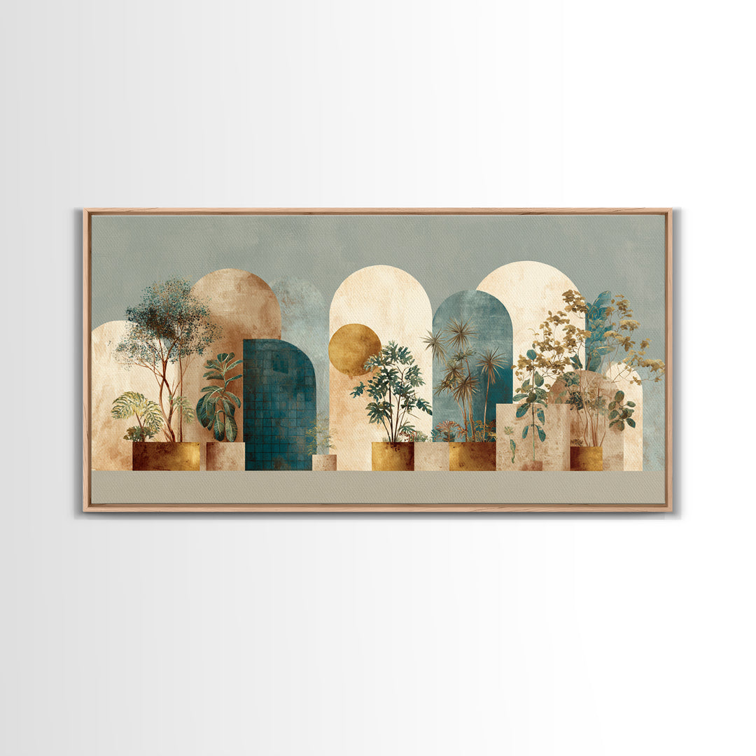 Neutral Rainbow Arches Framed Canvas Print, Boho Art, Statement Artwork, Living Room Decor, Fine Art, Bohemian, Art Prints, BOH-2x1-95
