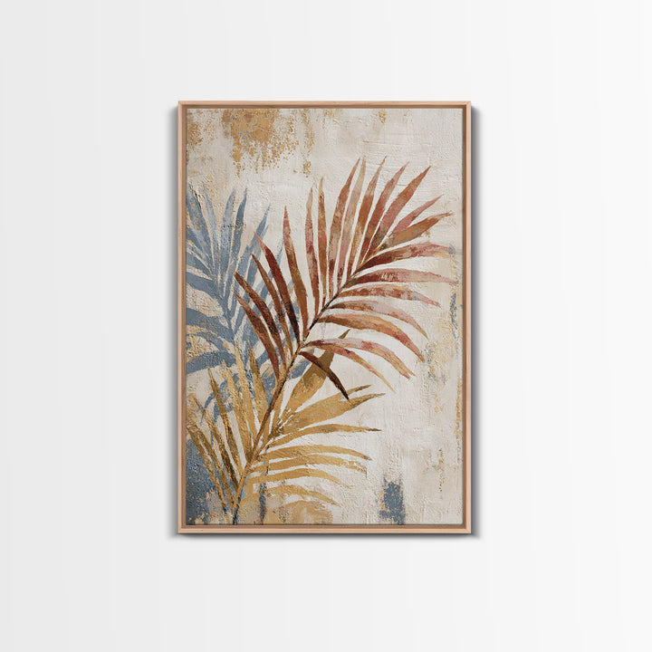 Terracotta Palm Leaves Framed Canvas Print, Boho Art, Digital Print, Living Room Decor, Fine Art, Bohemian, Gallery Decor, BOH-2x3-13