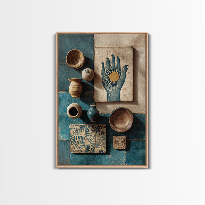 Mystic Hand Holding a Tiny Sun Canvas Print, Boho Art, Art Print, Living Room Decor, Oil Painting, Bohemian, Digital Print, BOH-2x3-14