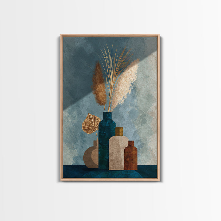 Bohemian Vase with Dried Pampas Grass Framed Canvas Print, Boho Art, Printable Art, Living Room Decor, Abstract Art, Bohemian, BOH-2x3-17
