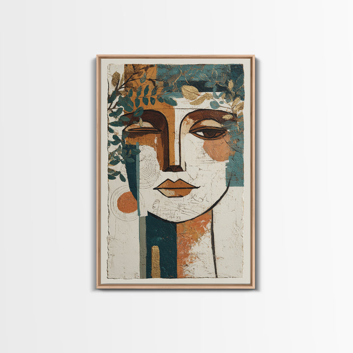 Minimal Black Line Figure Framed Canvas Print, Boho Art, Garden Art, Living Room Decor, Watercolor Art, Bohemian, BOH-2x3-20