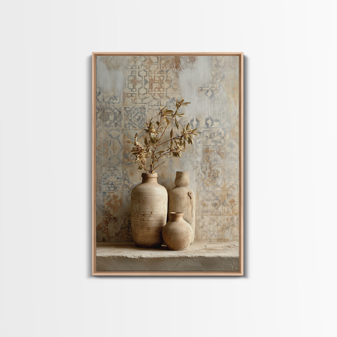 Tribal Neutral Pattern Framed Canvas Print, Boho Art, Printable, Living Room Decor, Fine Art, Bohemian, Abstract Wall Art, BOH-2x3-22