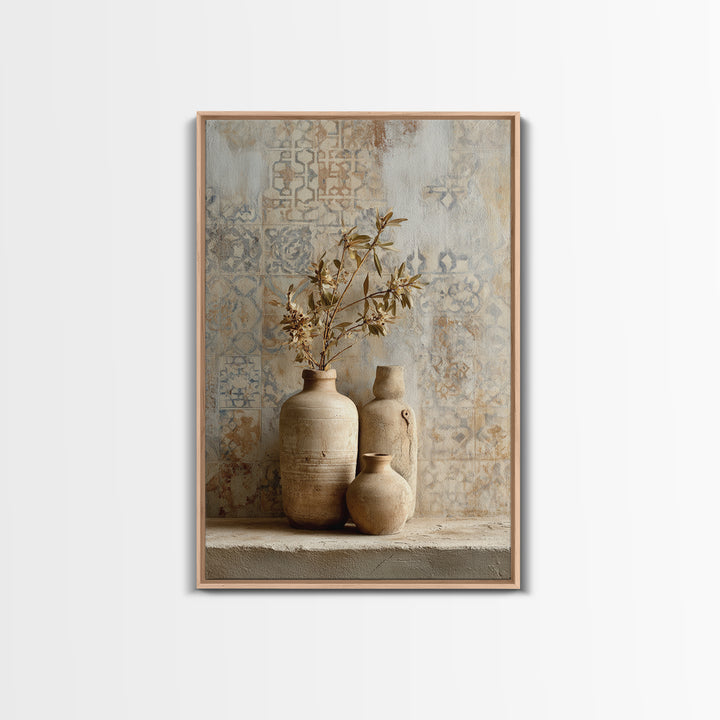 Tribal Neutral Pattern Framed Canvas Print, Boho Art, Printable, Living Room Decor, Fine Art, Bohemian, Abstract Wall Art, BOH-2x3-22