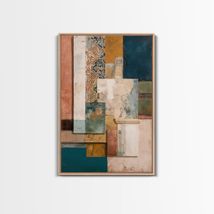 Organic Shape Collage Canvas Print, Boho Art, Home Decor, Living Room Decor, Abstract Art, Bohemian, Artwork, Wallart, BOH-2x3-32