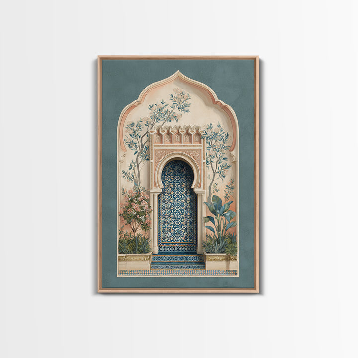 Hand Painted Moroccan Arch Framed Canvas Print, Boho Art, Living Room Decor, Oil Painting, Bohemian, Gallery Decor, BOH-2x3-51