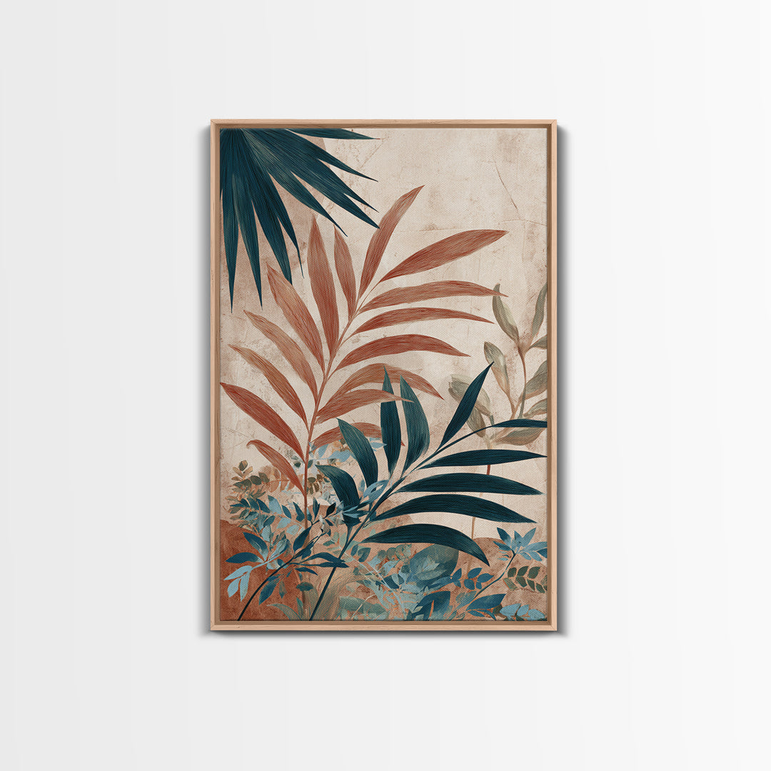 Terracotta Palm Leaves Canvas Print, Boho Art, Wall Art Print, Living Room Decor, Fine Art, Bohemian, Luxury Decor, BOH-2x3-61