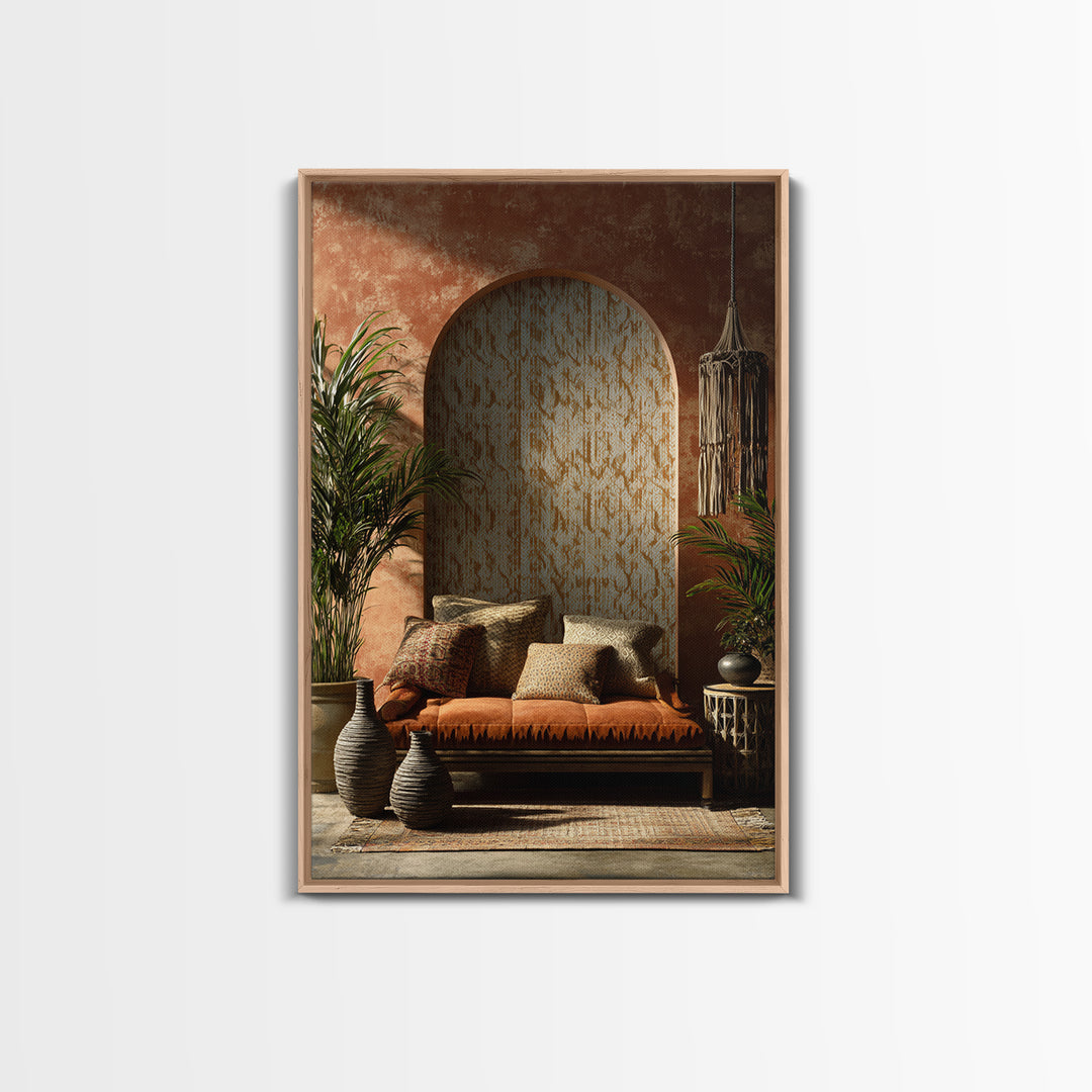 Macrame Geometric Fringe Pattern Framed Canvas Print, Boho Art, Living Room Wall Art, Living Room Decor, Abstract Art, Bohemian, BOH-2x3-63