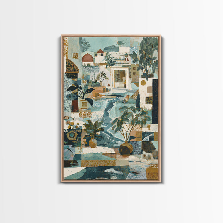 Earth Tone Mountain and River Abstraction Canvas Print, Boho Art, Wall Print, Living Room Decor, Bohemian, Minimalist Decor, BOH-2x3-67