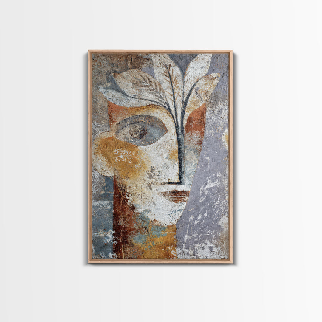 Minimal Black Line Figure Framed Canvas Print, Boho Art, Living Room Wall Art, Living Room Decor, Oil Painting, Bohemian, BOH-2x3-68