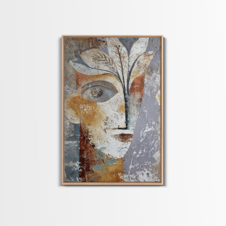 Minimal Black Line Figure Framed Canvas Print, Boho Art, Living Room Wall Art, Living Room Decor, Oil Painting, Bohemian, BOH-2x3-68