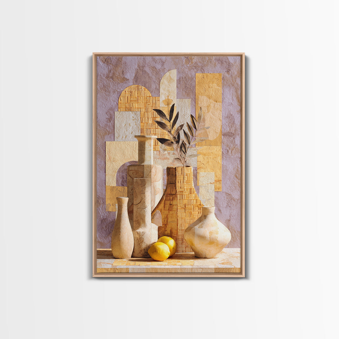 Organic Shape Collage Framed Canvas Print, Boho Art, Room Decor, Living Room Decor, Abstract Art, Bohemian, Printable, BOH-2x3-8