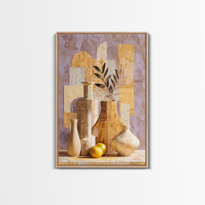 Organic Shape Collage Framed Canvas Print, Boho Art, Room Decor, Living Room Decor, Abstract Art, Bohemian, Printable, BOH-2x3-8