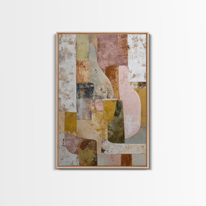 Organic Shape Collage Framed Canvas Print, Boho Art, Digital Print, Living Room Decor, Abstract Art, Bohemian, Gallery Decor, BOH-2x3-80