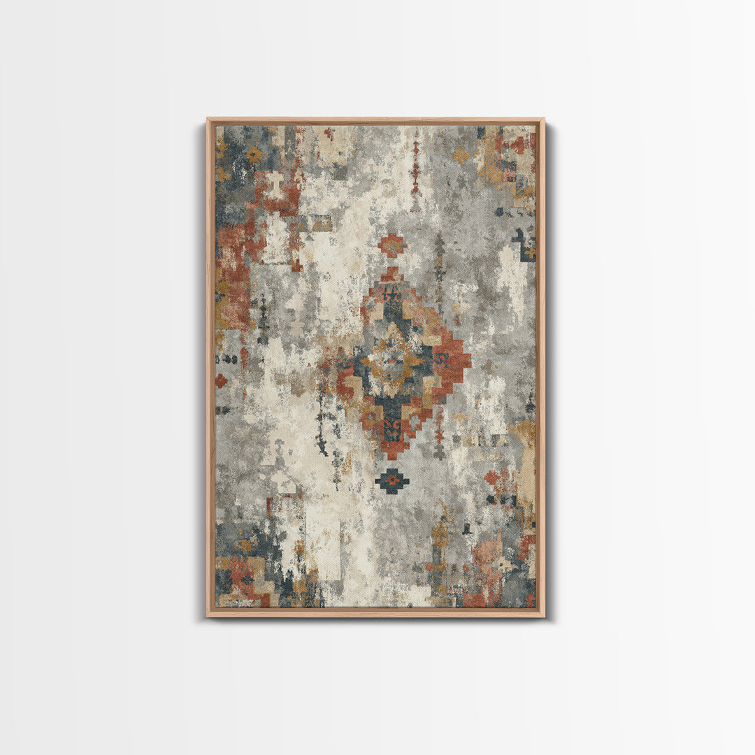 Tribal Neutral Pattern Framed Canvas Print, Boho Art, Printable Art, Living Room Decor, Fine Art, Bohemian, Neutral Decor, BOH-2x3-94