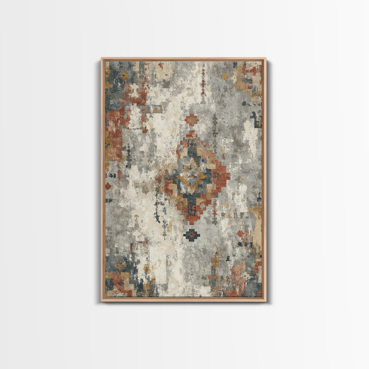 Tribal Neutral Pattern Framed Canvas Print, Boho Art, Printable Art, Living Room Decor, Fine Art, Bohemian, Neutral Decor, BOH-2x3-94