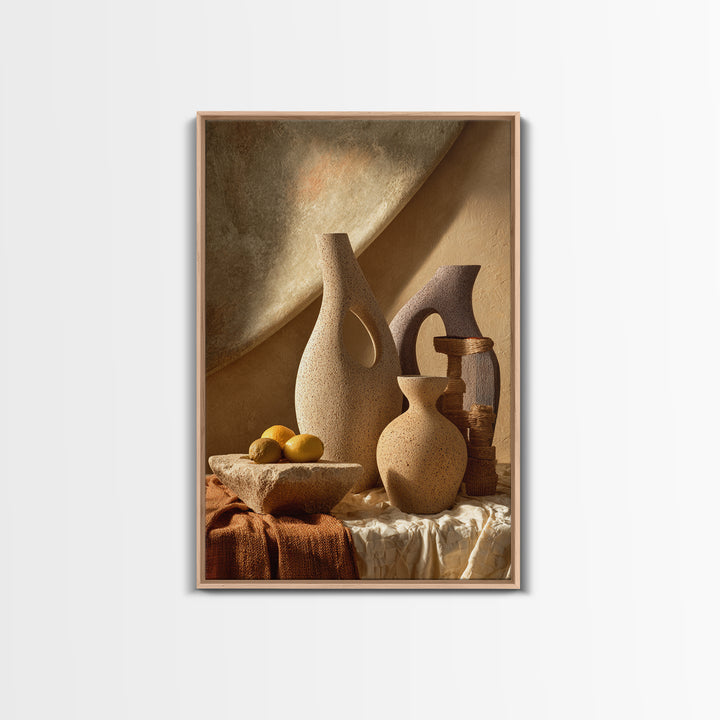 Abstract Clay Shapes Canvas Print, Boho Art, Wall Print, Living Room Decor, Abstract Art, Bohemian, Minimalist Decor, BOH-2x3-96