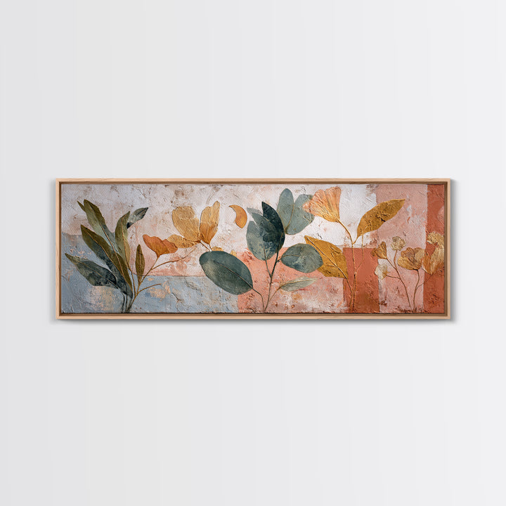 Sage Green Eucalyptus and Crescent Moon Framed Canvas Print, Boho Art, Fine Art Print, Living Room Decor, Fine Art, Bohemian, BOH-3x1-15