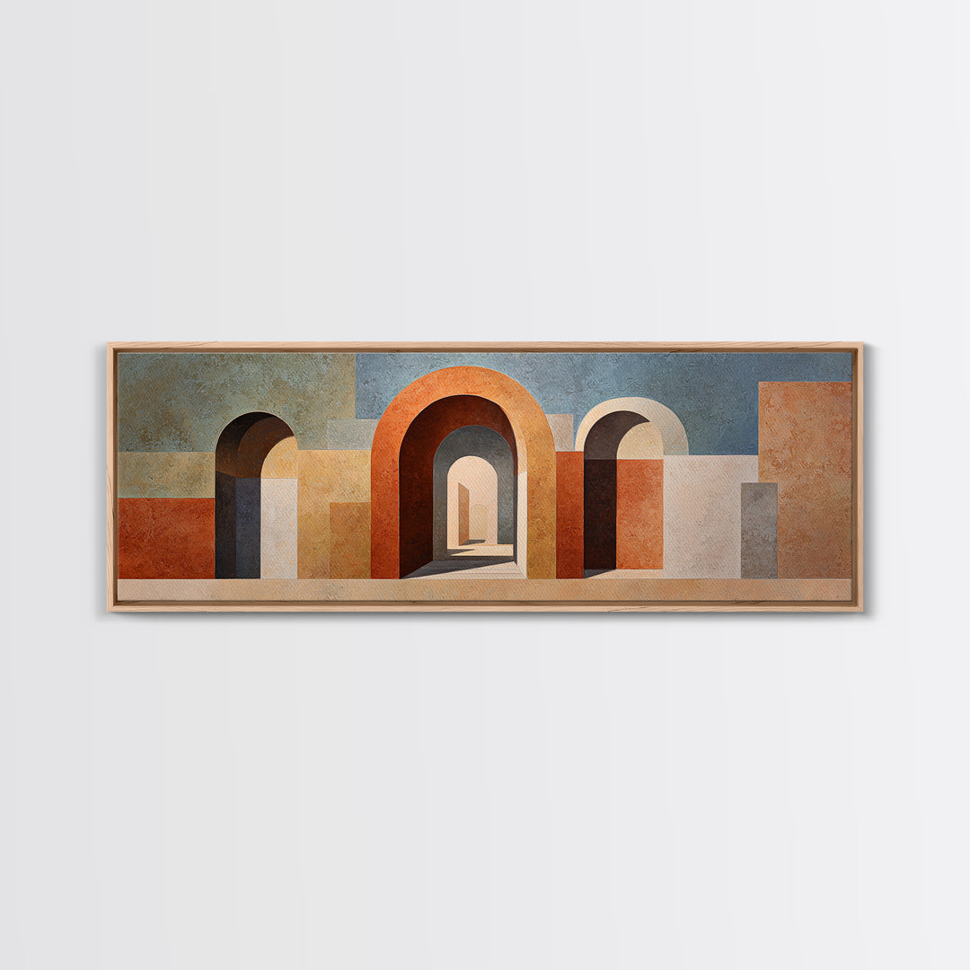 Neutral Rainbow Arches Canvas Print, Boho Art, Minimalist Decor, Living Room Decor, Abstract Art, Bohemian, Digital Wall Art, BOH-3x1-19