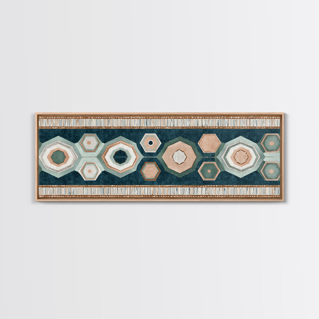Macrame Geometric Fringe Pattern Framed Canvas Print, Boho Art, Contemporary Art, Living Room Decor, Abstract Art, Bohemian, BOH-3x1-23