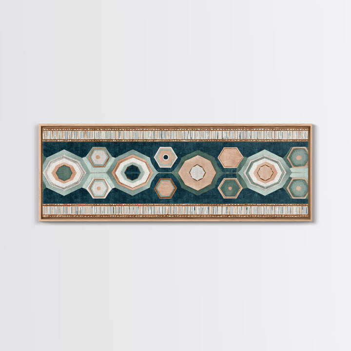 Macrame Geometric Fringe Pattern Framed Canvas Print, Boho Art, Contemporary Art, Living Room Decor, Abstract Art, Bohemian, BOH-3x1-23