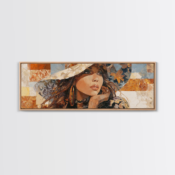 Desert Woman Portrait Canvas Print, Boho Art, Home Decor, Living Room Decor, Fine Art, Bohemian, Artwork, Wallart, Art Nouveau, BOH-3x1-31
