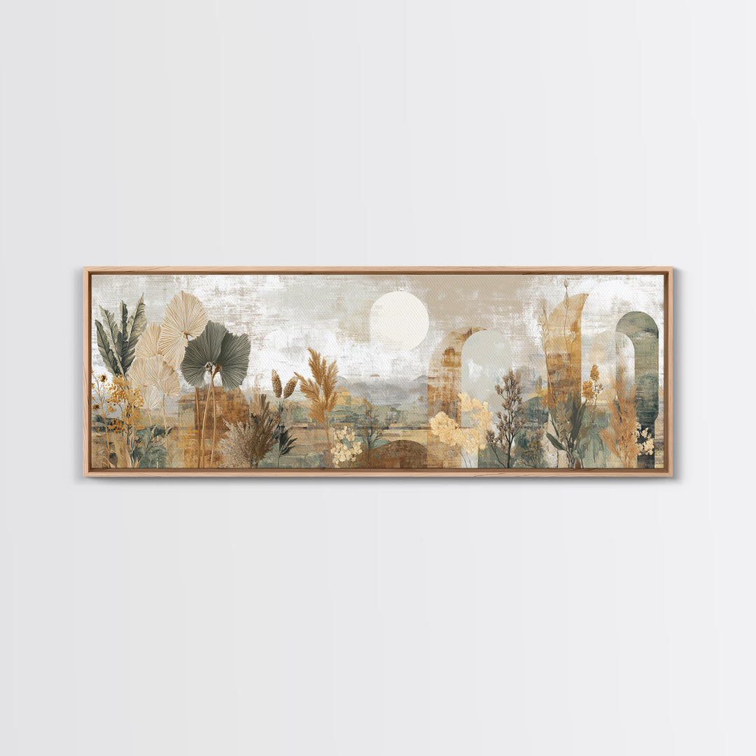 Neutral Rainbow Arches Canvas Print, Boho Art, Mid Century Modern, Living Room Decor, Abstract Art, Bohemian, Boho Wall Art, BOH-3x1-43