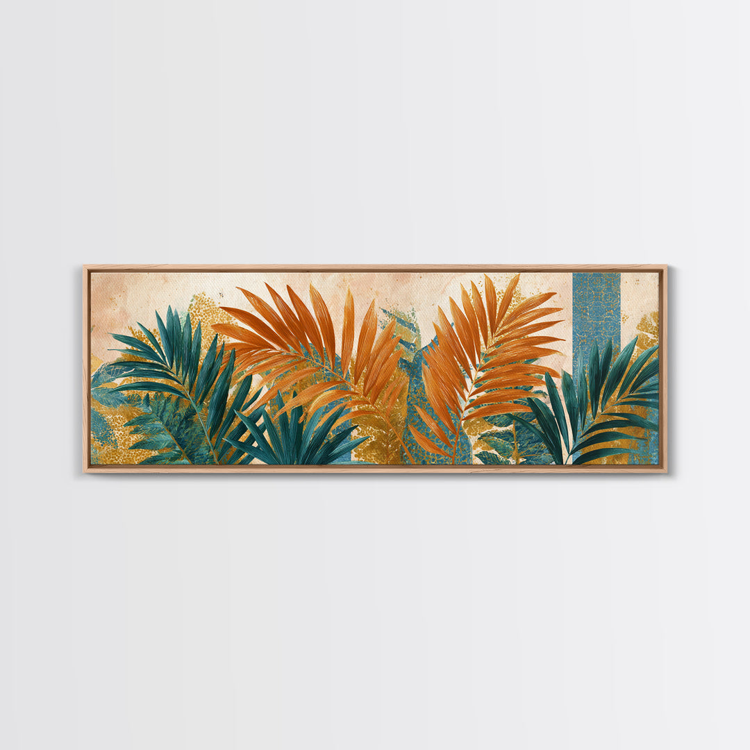 Terracotta Palm Leaves Canvas Print, Boho Art, Neutral Decor, Living Room Decor, Fine Art, Bohemian, Wall Decor, Prints, BOH-3x1-45