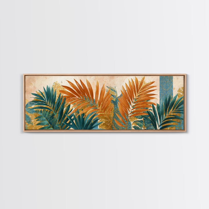 Terracotta Palm Leaves Canvas Print, Boho Art, Neutral Decor, Living Room Decor, Fine Art, Bohemian, Wall Decor, Prints, BOH-3x1-45