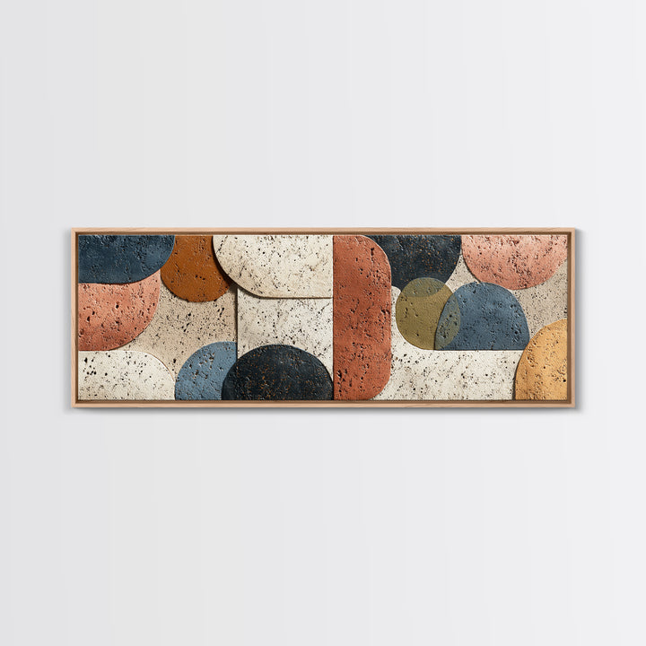 Abstract Clay Shapes Framed Canvas Print, Boho Art, Wall Art, Living Room Decor, Fine Art, Bohemian, Art Deco, Artwork, BOH-3x1-56