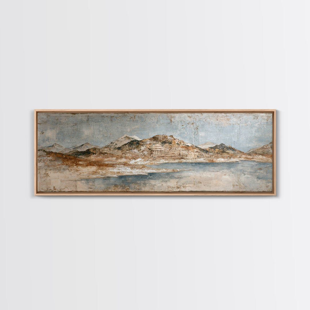 Earth Tone Mountain and River Abstraction Canvas Print, Boho Art, Canvas Art, Living Room Decor, Bohemian, Wall Art Set, BOH-3x1-75