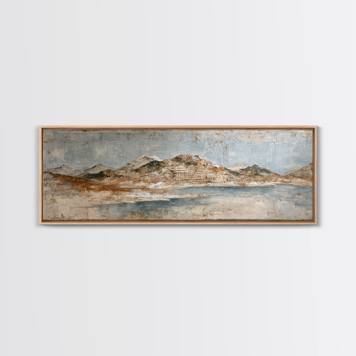 Earth Tone Mountain and River Abstraction Canvas Print, Boho Art, Canvas Art, Living Room Decor, Bohemian, Wall Art Set, BOH-3x1-75