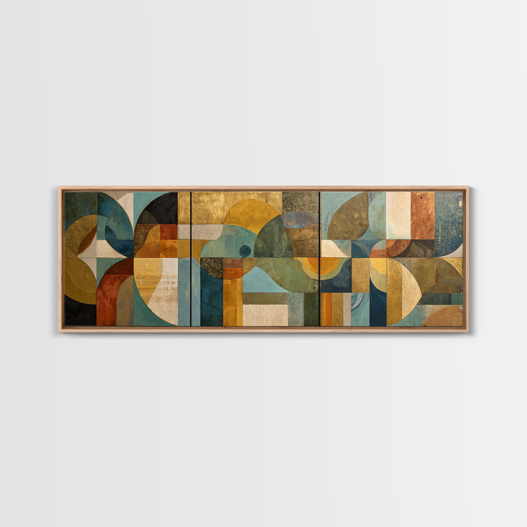 Organic Shape Collage Canvas Print, Boho Art, Art, Living Room Decor, Abstract Art, Bohemian, Wallart, Art Nouveau, Canvas Art, BOH-3x1-88