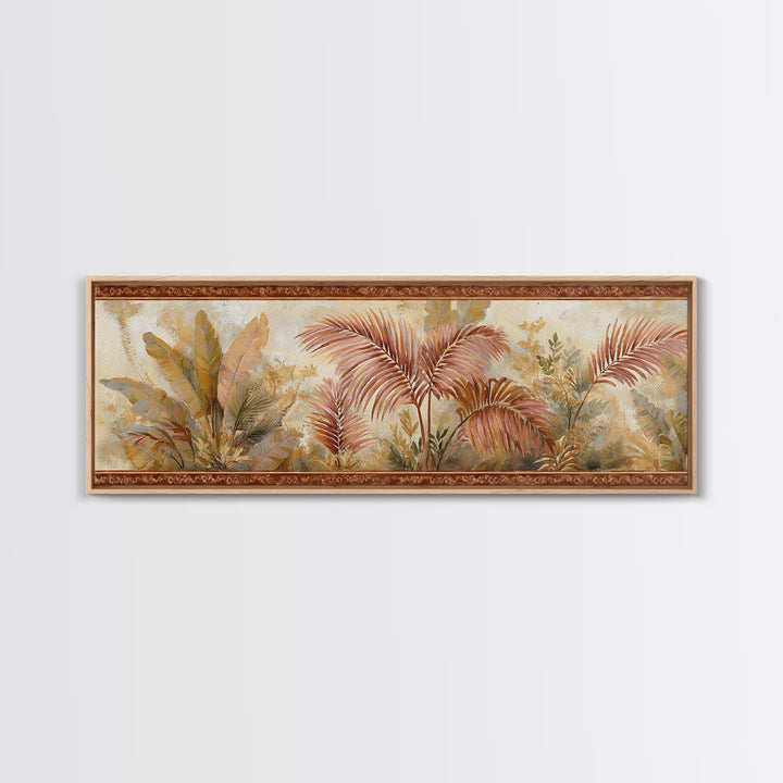 Terracotta Palm Leaves Canvas Print, Boho Art, Home Decor, Living Room Decor, Fine Art, Bohemian, Artwork, Wallart, Art Nouveau, BOH-3x1-93