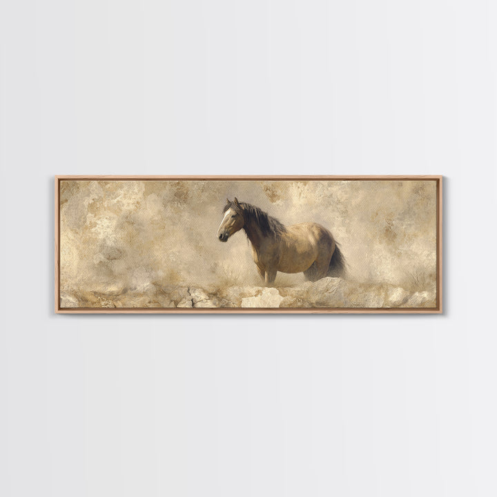 Wild Horse in Dusty Golden Light Canvas Print, Boho Art, Art Prints, Living Room Decor, Fine Art, Bohemian, Canvas Art, BOH-3x1-96