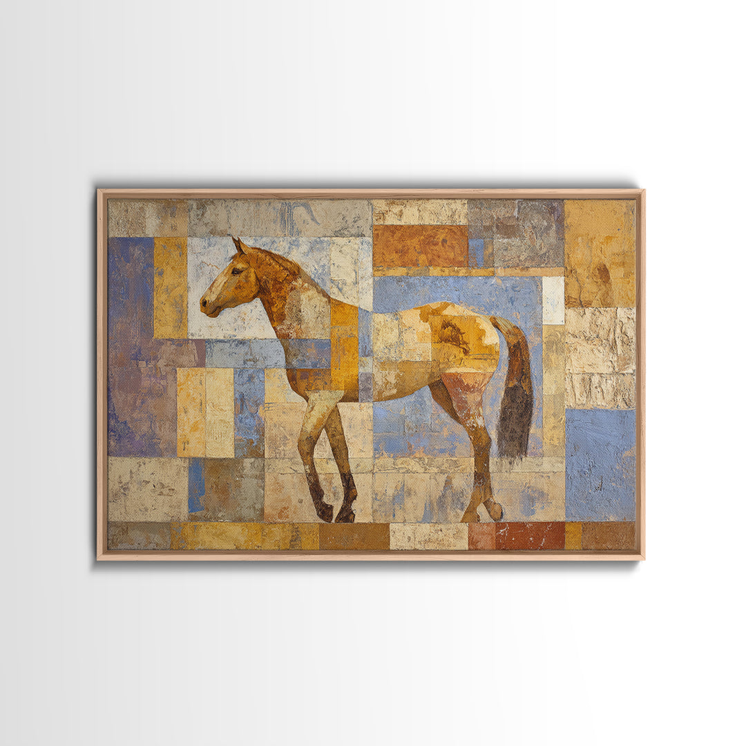 Wild Horse in Dusty Golden Light Canvas Print, Boho Art, Neutral Decor, Living Room Decor, Fine Art, Bohemian, Wall Decor, BOH-3x2-12