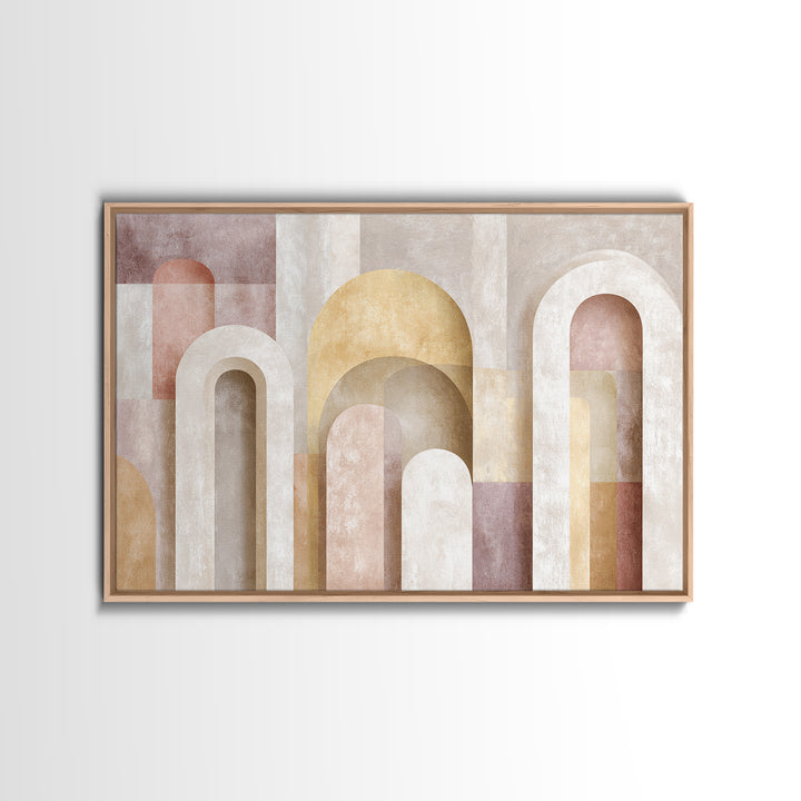 Neutral Rainbow Arches Framed Canvas Print, Boho Art, Wall Decor, Living Room Decor, Abstract Art, Bohemian, Art Nouveau, BOH-3x2-31