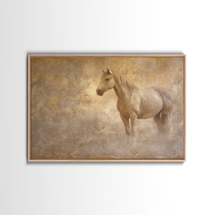 Wild Horse in Dusty Golden Light Canvas Print, Boho Art, Art Deco, Living Room Decor, Fine Art, Bohemian, Modern Wall Art, BOH-3x2-84