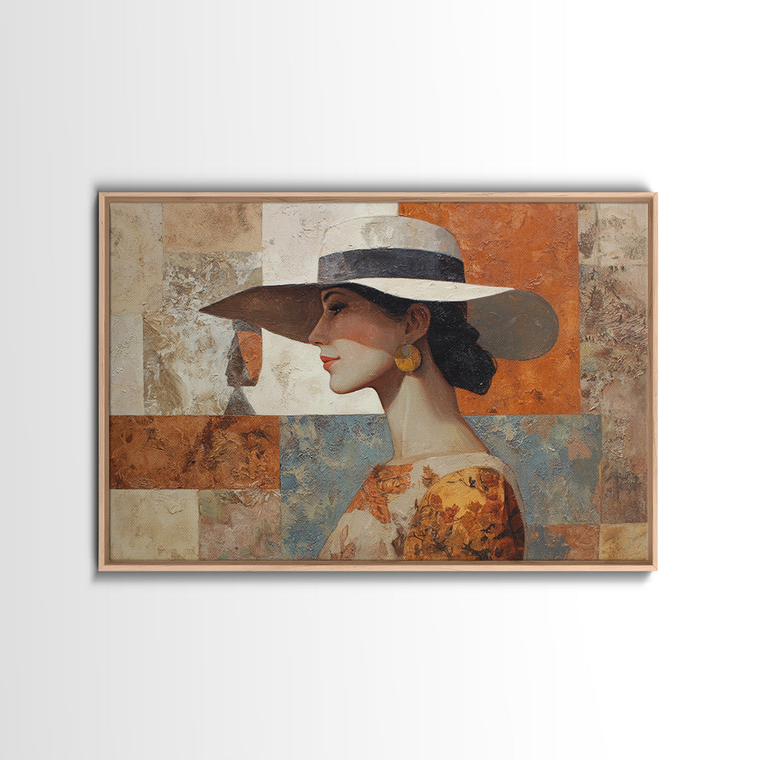 Desert Woman Portrait Framed Canvas Print, Boho Art, Living Room Wall Art, Living Room Decor, Oil Painting, Bohemian, BOH-3x2-91