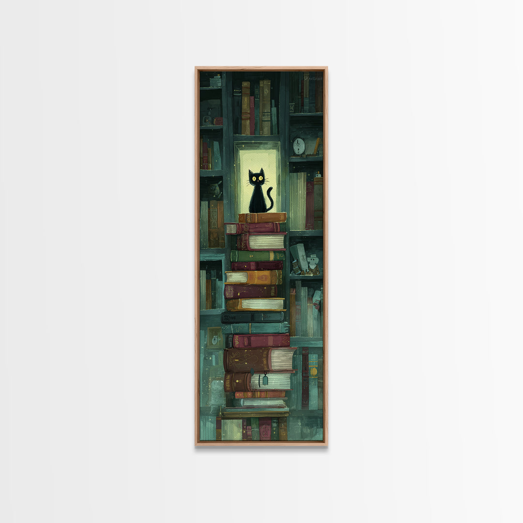 Bookshop Window Cat Canvas Print, Bookstore Art, Printable Wall Art, Bookstore Decor, Fine Art, Literary, Whimsical Art, BOO-1x3-23